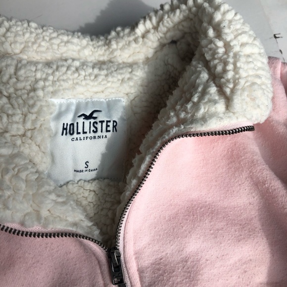 light pink hollister quarter zip w inside sherpa - Picture 1 of 2
